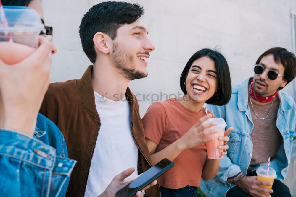 Similar – Image, Stock Photo Multi ethnic group of young adult friends taking selfie