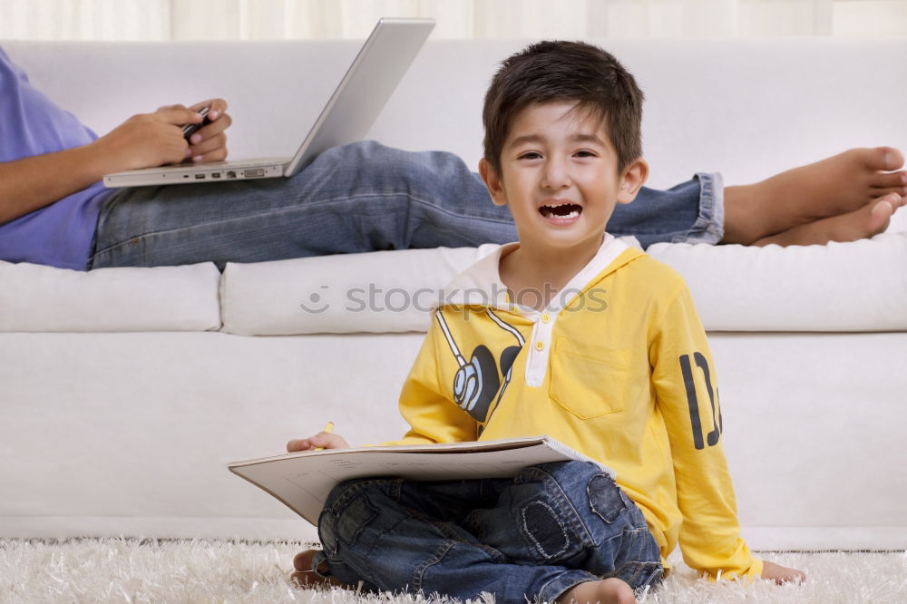 Similar – Three kids using a tablet at home