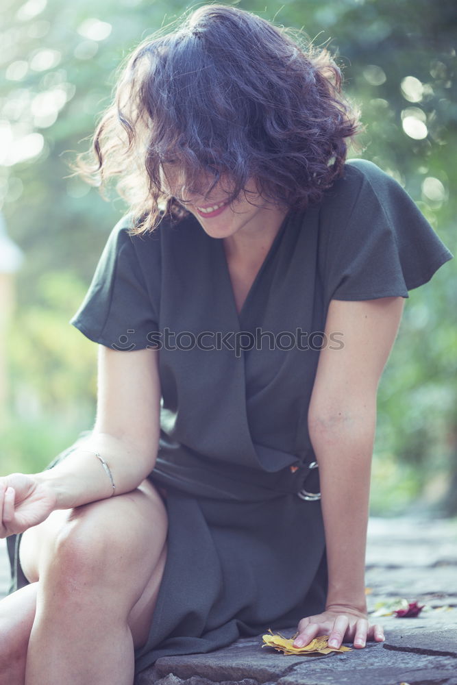 Similar – Image, Stock Photo Girl playing ukulele in garden chair