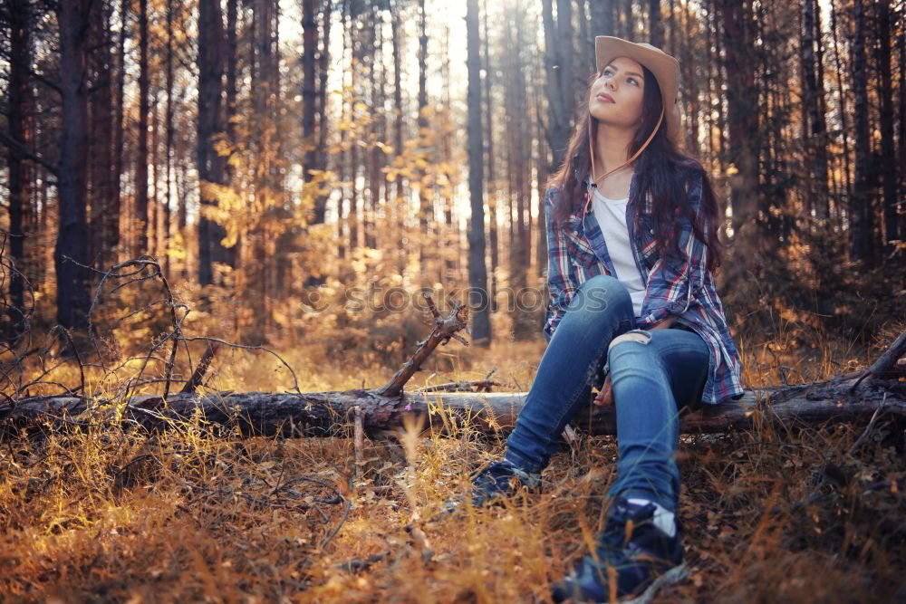 Similar – Image, Stock Photo Joyful young woman throwing autumn leaves