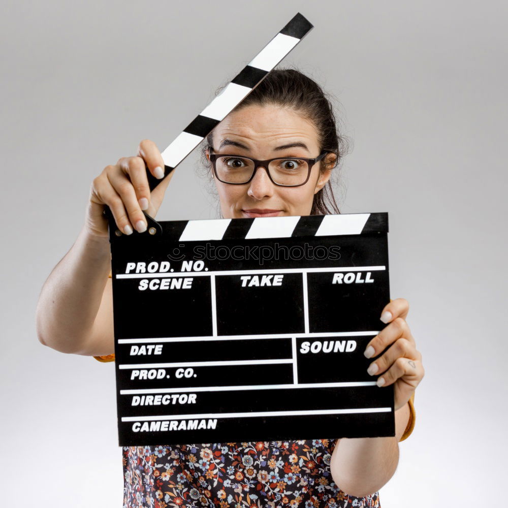 Similar – Image, Stock Photo Woman holding speech bubble “live sharing”