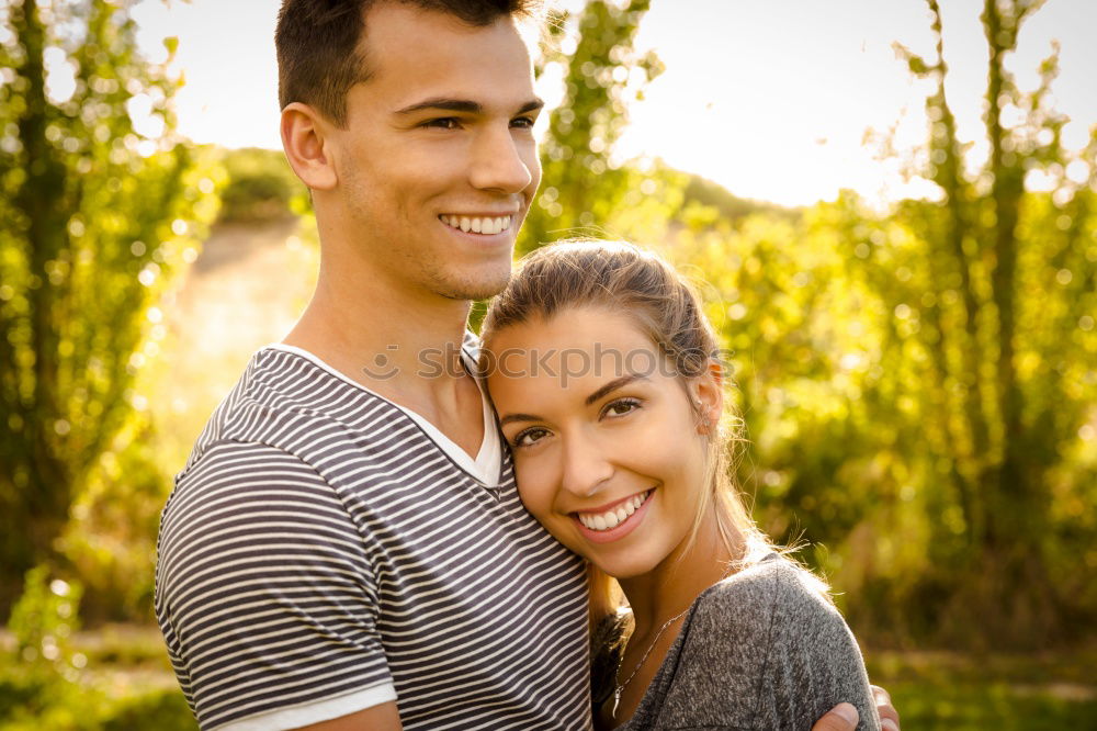 Similar – Image, Stock Photo Just married couple together in nature background