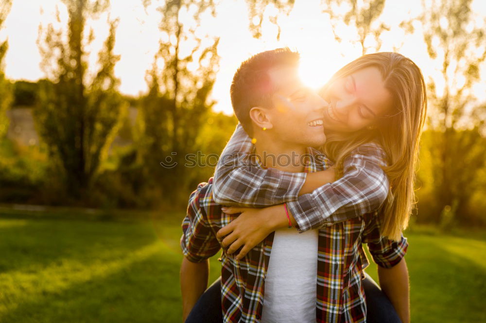 Similar – A happy brother and sister, the sister on the shoulders of the brother