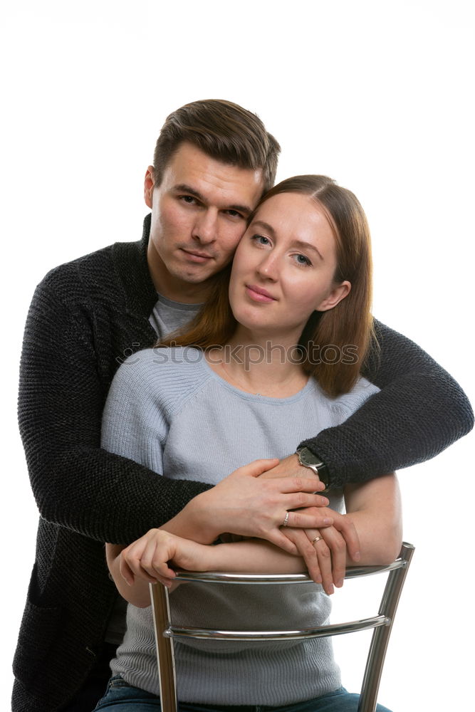 Similar – Young beautiful couple posing wearing jeans and t-shirt