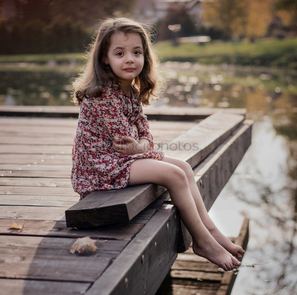 Similar – Image, Stock Photo Little beautiful girl in nature stream wearing dress