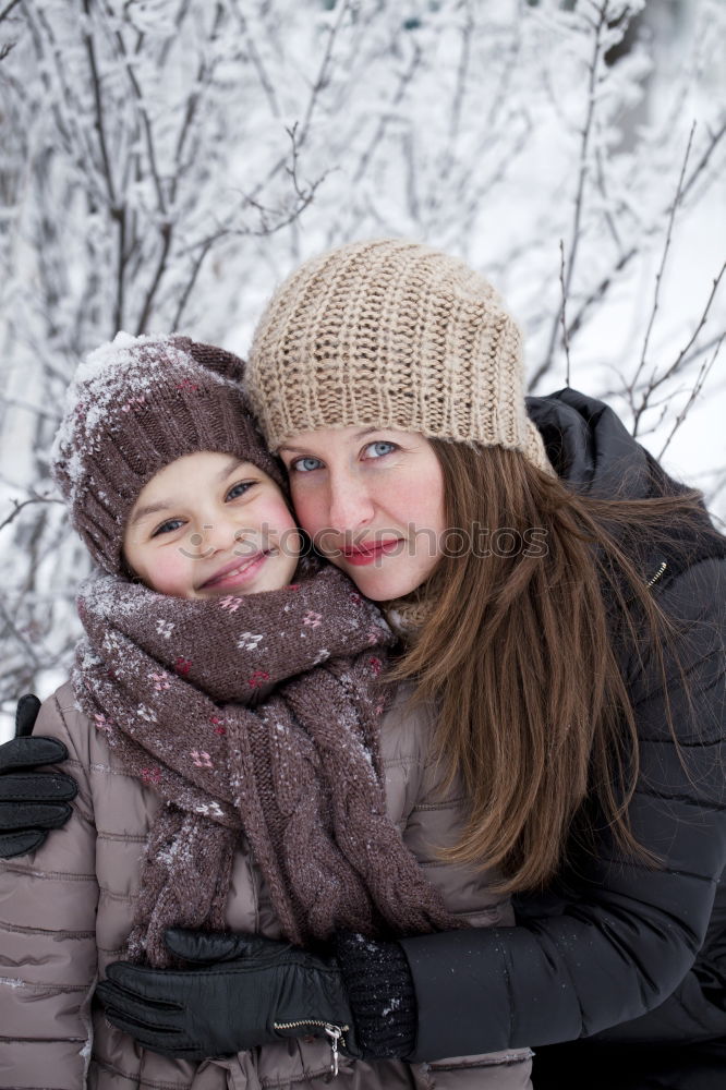 Similar – Mother and daughter during the walk in the forest