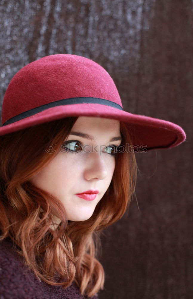 Similar – Beautiful redhead woman wearing winter clothes