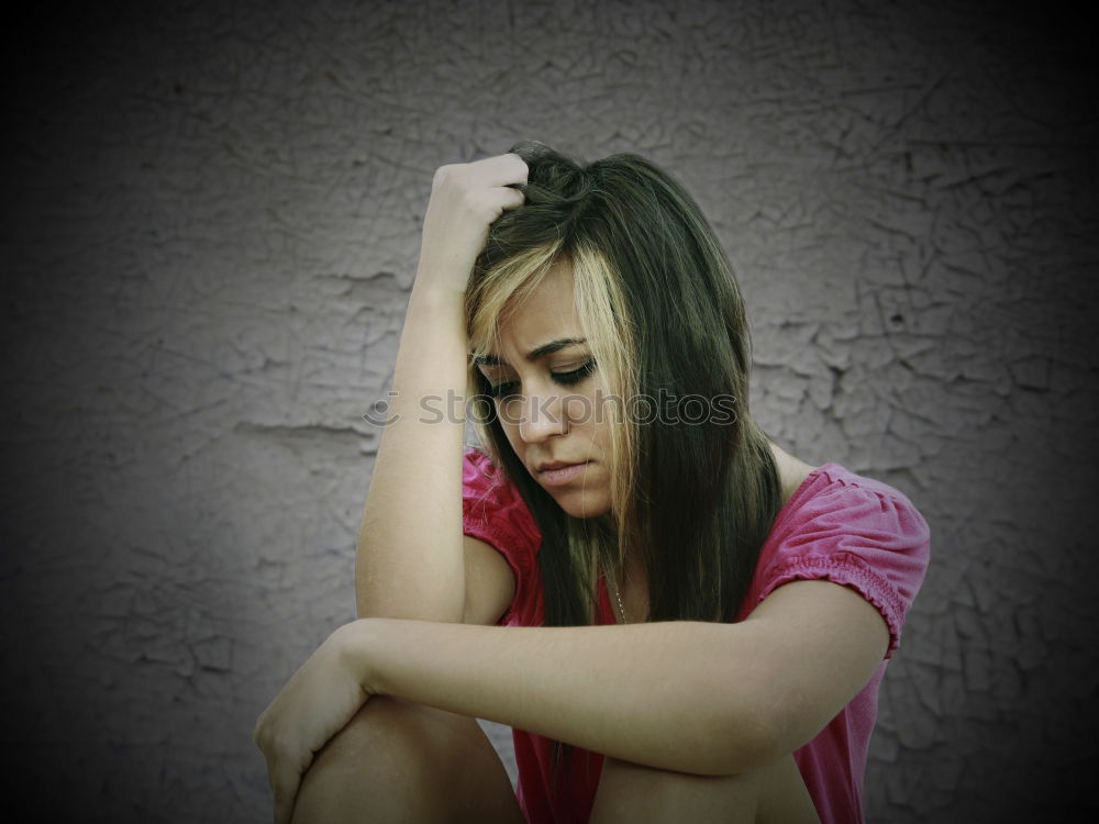 Similar – Image, Stock Photo Lost in thought Woman Sofa