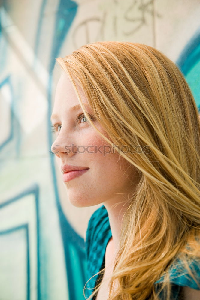 Similar – Image, Stock Photo Cool skateboard woman at a public graffiti park