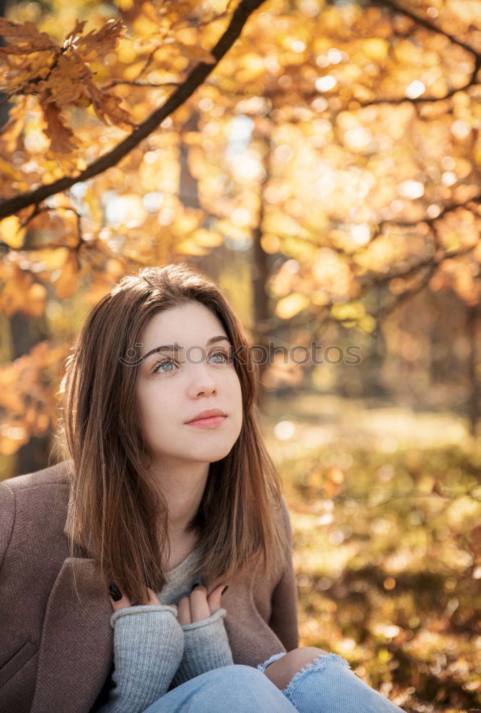 Similar – KapuzenMädchen im Herbstwald