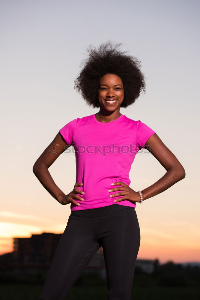 Similar – Black woman, afro hairstyle, running outdoors