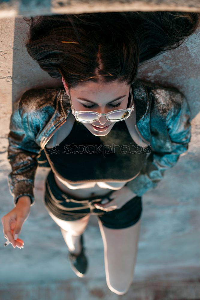 Similar – Image, Stock Photo Curly woman posing in city