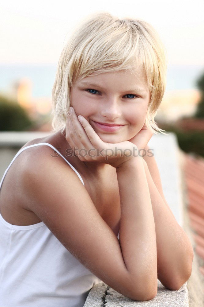 Similar – Image, Stock Photo Cute and happy little girl portrait outdoors