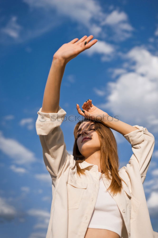 Similar – young brunette woman on a lifeguard tower