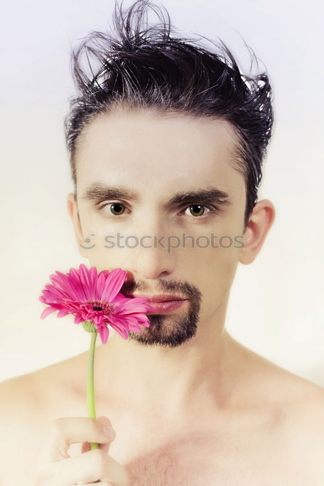 Similar – Image, Stock Photo Young man with bunch of flowers in hands