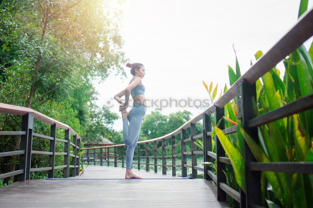 Similar – Image, Stock Photo Black woman, afro hairstyle, doing yoga in warrior figure