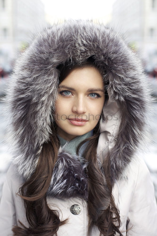 Image, Stock Photo Woman standing on the street with blur background