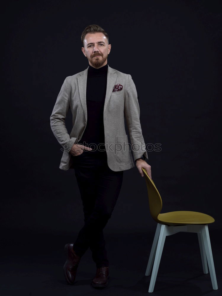 Image, Stock Photo Young bald guy showing tattoos