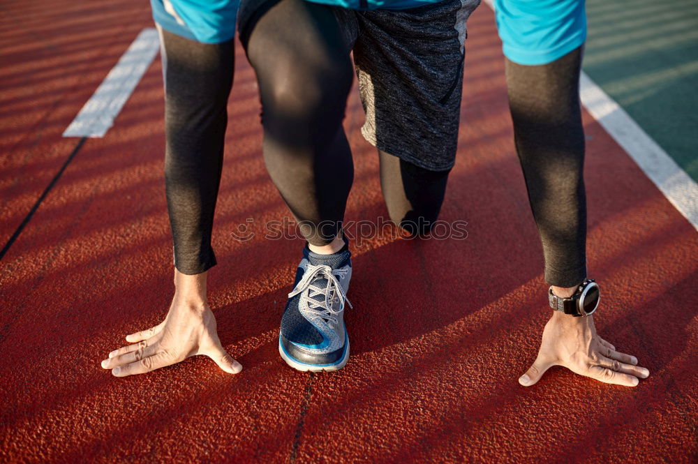 Similar – Disabled man athlete training with leg prosthesis.