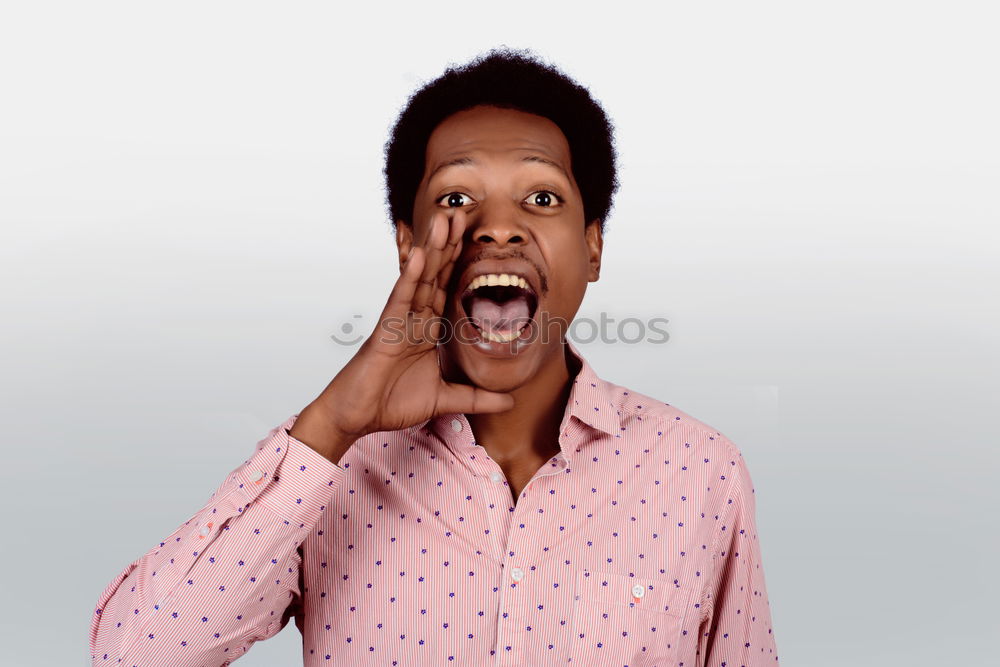 Similar – Portrait of funny black shouting at camera