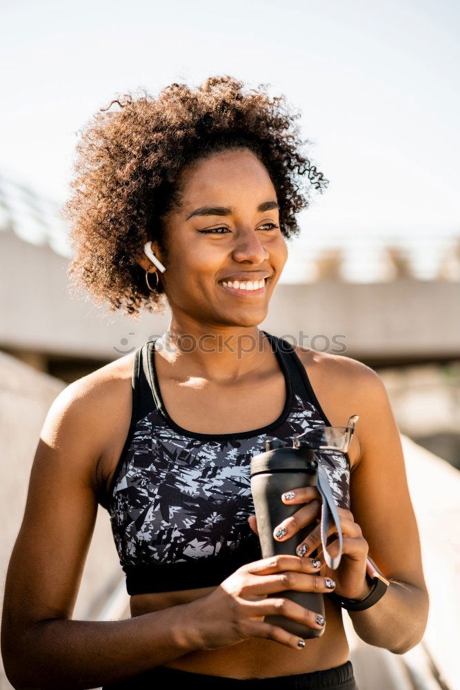 Similar – Image, Stock Photo Beautiful African girl with curly hair on the rooftop