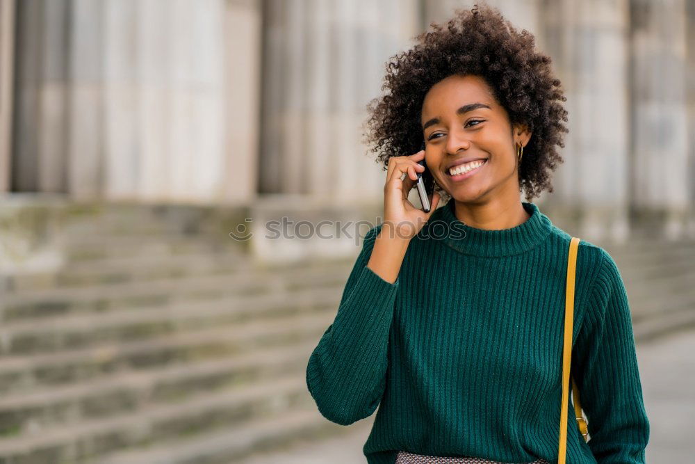 Similar – Image, Stock Photo Young black woman on the mobile phone near the royal palace in winter