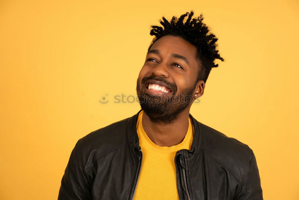 Similar – Image, Stock Photo Portrait of handsome afro man using his mobile.