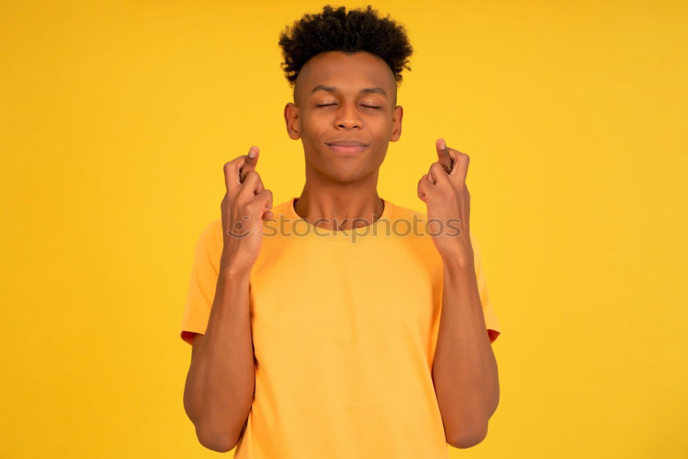 Similar – Image, Stock Photo Portrait of handsome afro man using his mobile.