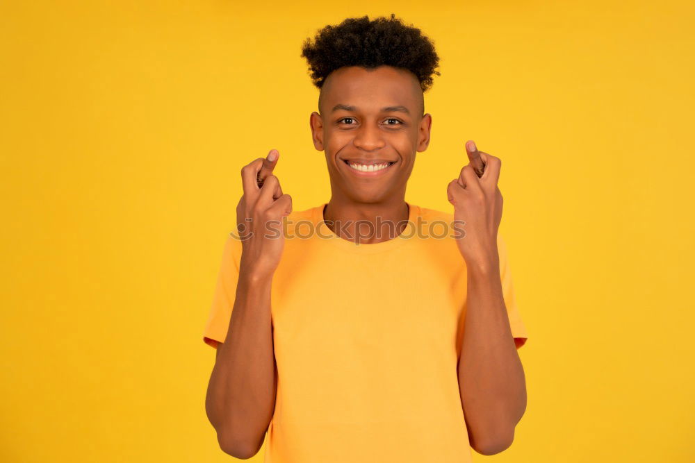 Similar – Image, Stock Photo Portrait of handsome afro man using his mobile.