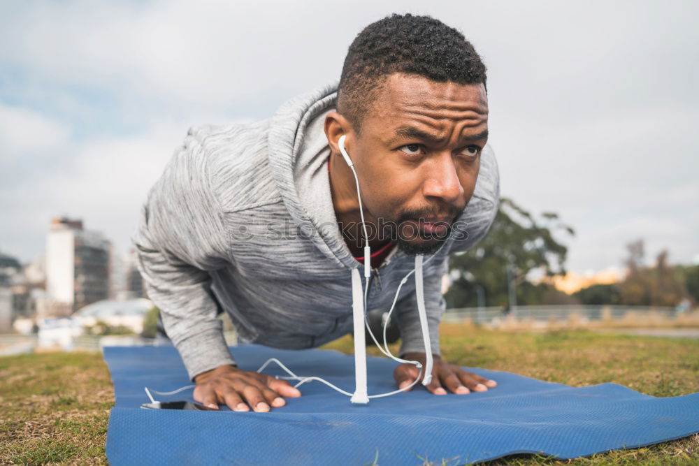 Similar – Image, Stock Photo Attractive black man running in urban background.