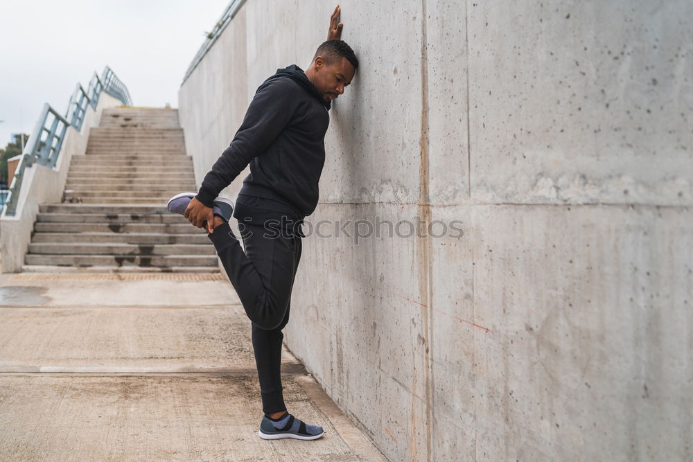 Similar – Image, Stock Photo Back view of black man running in urban background.