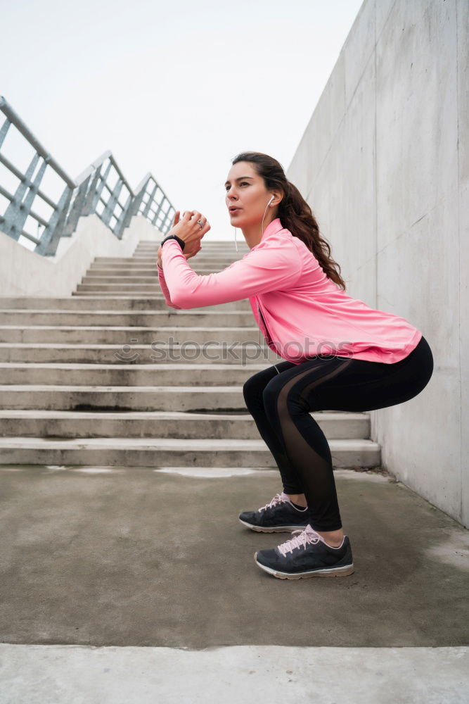 Similar – Image, Stock Photo Athletic woman running up stairs during cardio