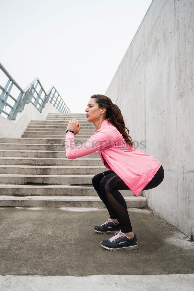 Similar – Image, Stock Photo Athletic woman running up stairs during cardio