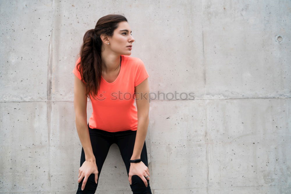 Similar – fit happy woman resting after do sport , running and workout