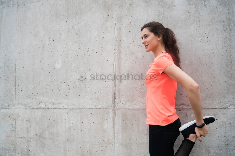 Similar – Image, Stock Photo athletic woman doing her stretching routine