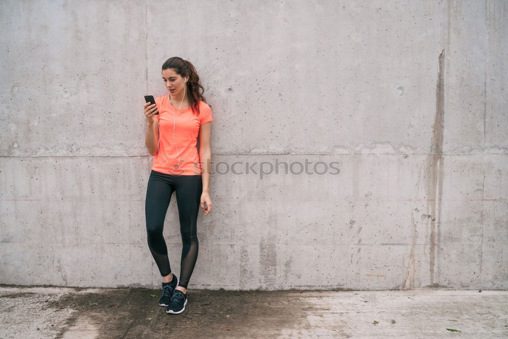 Similar – fit happy woman resting after do sport , running and workout