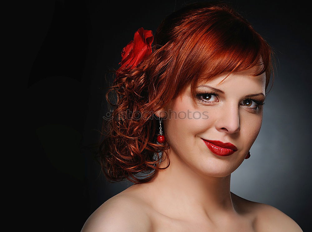 Similar – sexy woman smiling on black background