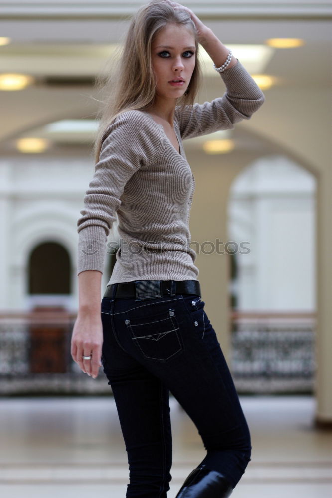 Similar – Image, Stock Photo Blonde woman in urban background wearing black dress