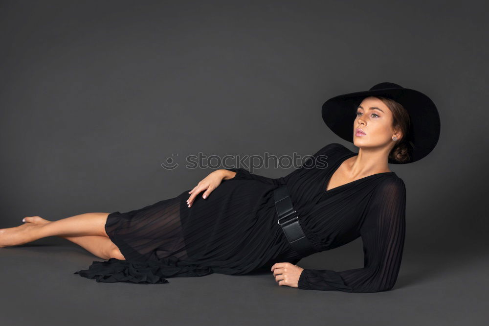 Similar – Image, Stock Photo Young Asian woman with posing in studio with hat