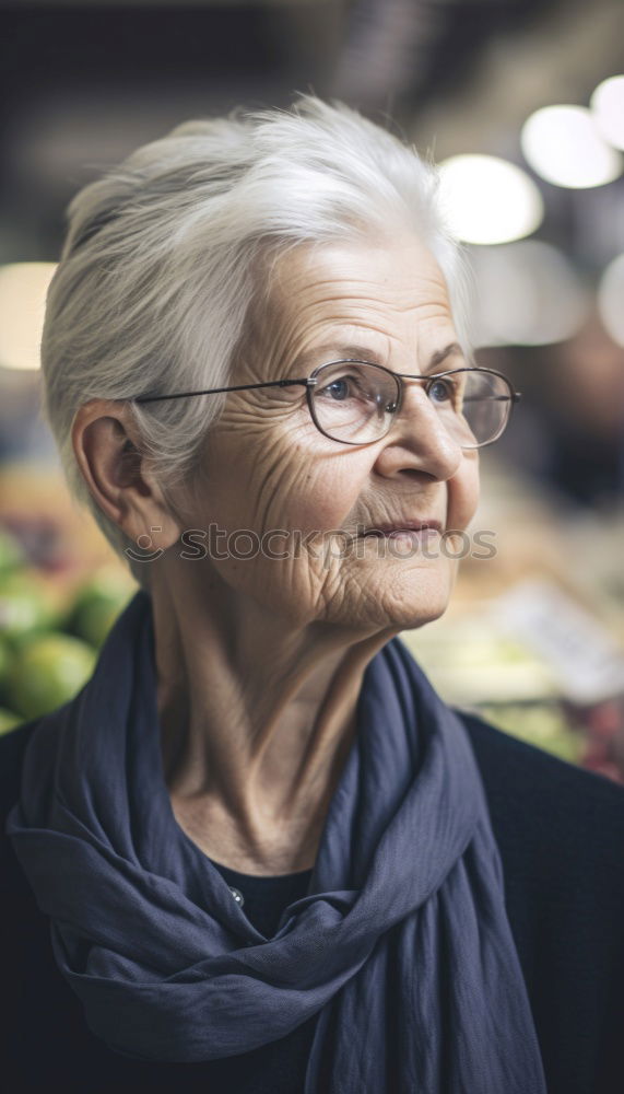 Similar – Image, Stock Photo Senior citizen looks at her smartphone in the autumn forest
