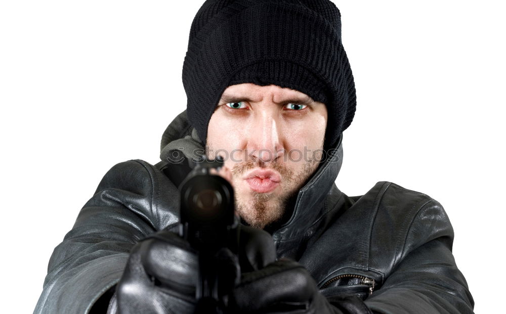 Similar – Image, Stock Photo An adventurer in winter with old-fashioned sunglasses