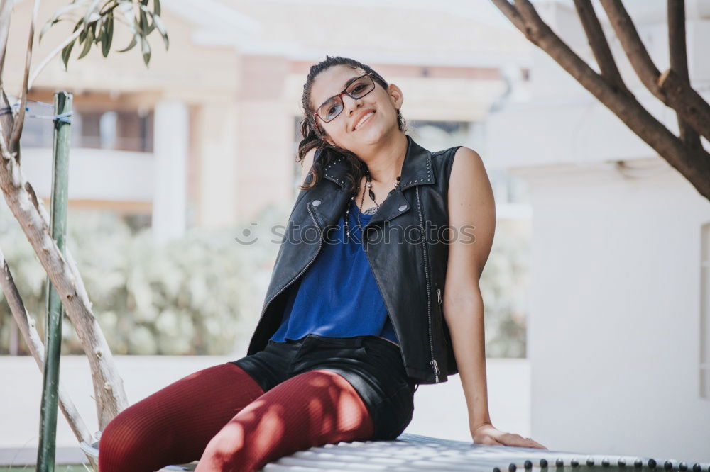 Similar – Image, Stock Photo Young woman posing at fountain