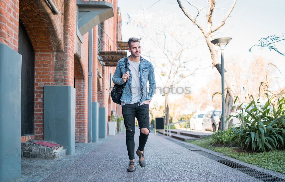 Similar – Image, Stock Photo Handsome young man using mobile phone and fixed gear bicycle.