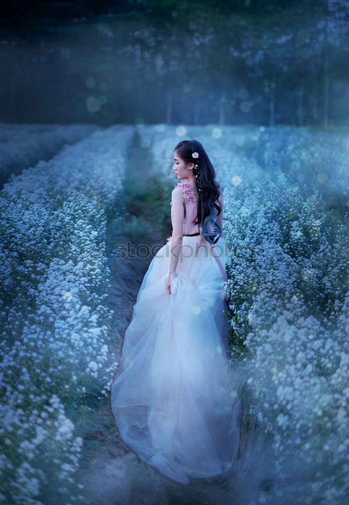 Similar – Image, Stock Photo Young redhead woman sitting on a field of blue grass