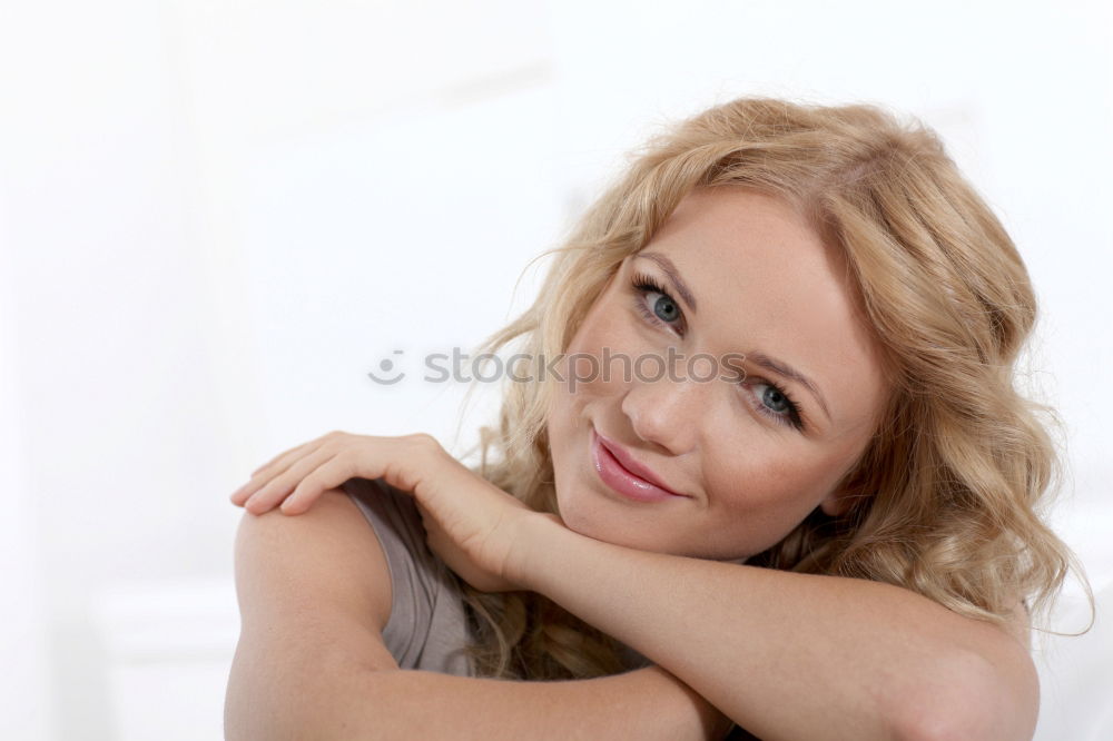 Image, Stock Photo indoor portrait of young selfish beautiful woman