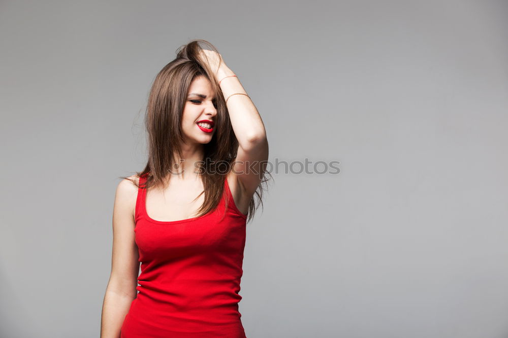 Similar – Image, Stock Photo Young expressive woman in a classic feminist image