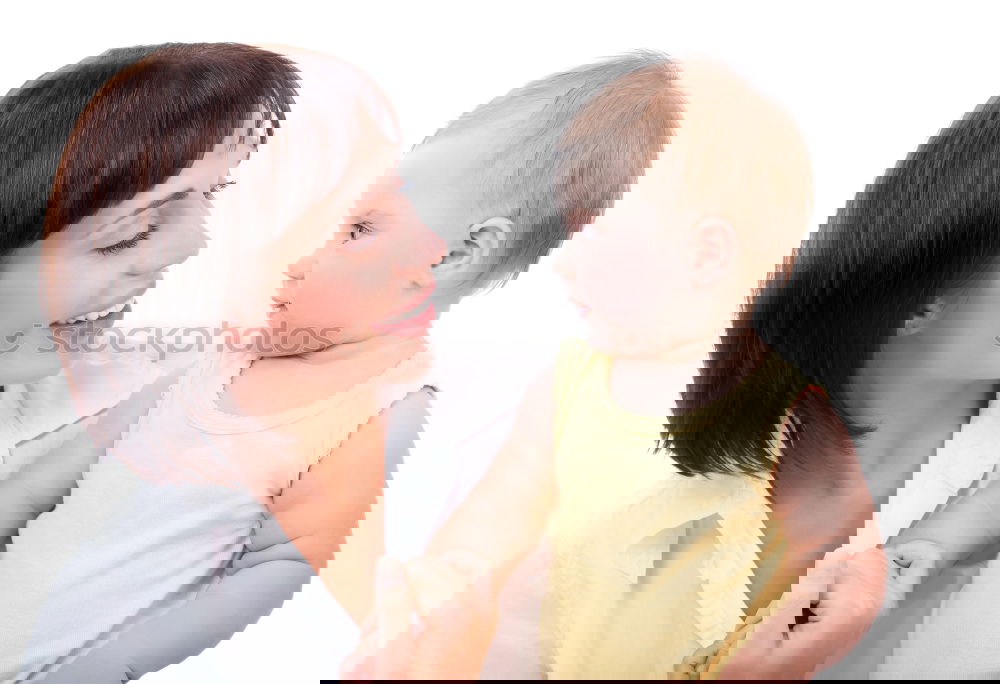 Similar – Image, Stock Photo Woman and her cute little daughter are hugging