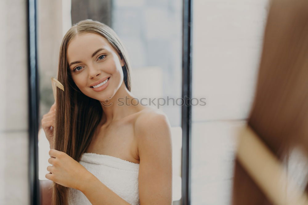 Similar – Image, Stock Photo Young healthy beautiful blonde woman in the bed eating fruits