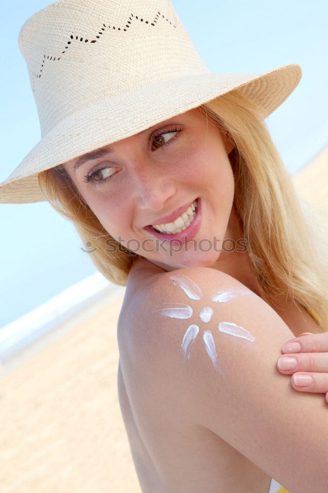 Similar – Image, Stock Photo Young Woman Portrait With White Beach Hat