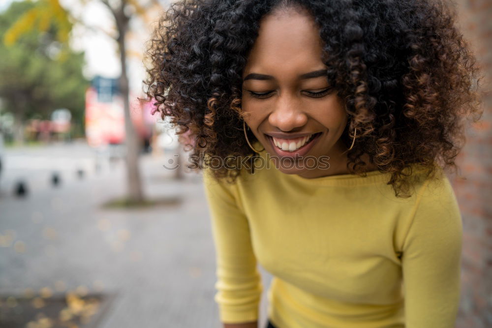 Similar – Young black woman, afro hairstyle, smiling.